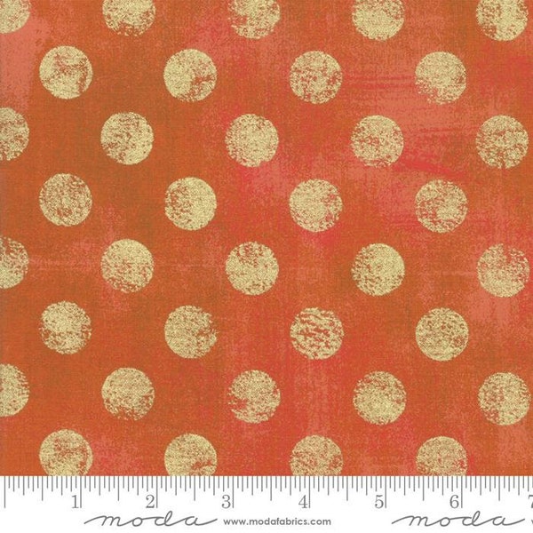 Hits the Spot Metallic Pumpkin - Moda Grunge Basics Fabric, 30149-285M, BasicGrey, 100% Cotton Fabric, #MG123