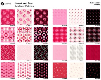 PRE-ORDER Heart and Soul Fat Quarter Bundle 24 Prints for Andover Fabrics, October 2024 Release