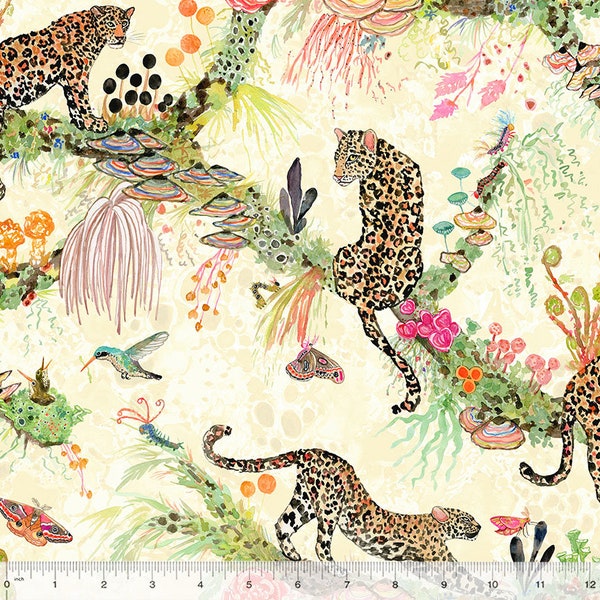 Betsy Olmsted Wild Wander, 53733D-2 Dawn, Windham Fabric, Felidae Tree Leopard, 100% Cotton Quilting, #2390