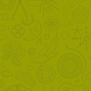 Alison Glass Sun Print 2020 Fabric, Embroidery A-9256-V OLIVE, Andover, 100% Cotton , #AO5-D