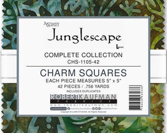 Junglescape Batiks 5" Charm Pack, Lunn Studios, Robert Kaufman Fabric, CHS-1105-42, SQ61
