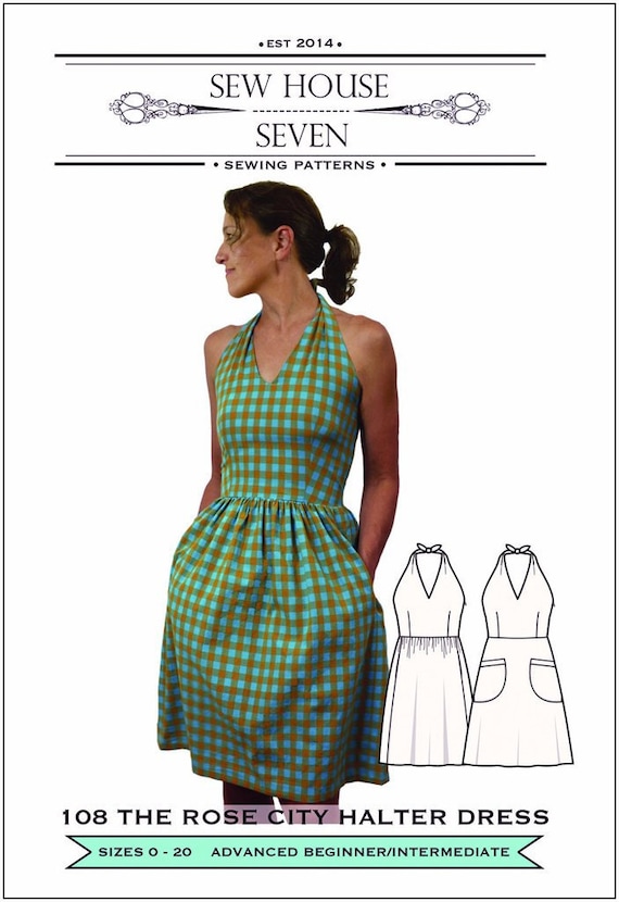 rose city halter dress The Rose City Halter Dress Pattern, Size 0-20