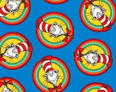 Dr. Seuss Cat in the Hat Fabric, ADE-18198-3 Celebration Blue, Robert Kaufman 100 Cotton Quilting Fabric, Children 39 s Fabric, S31
