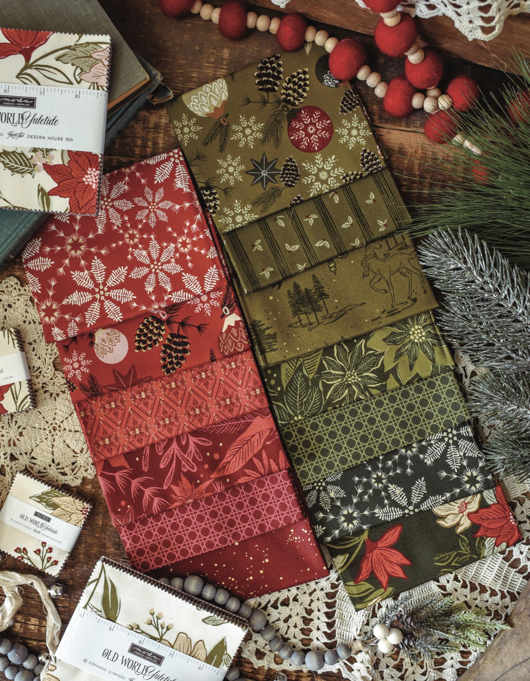 Moda Old World Yuletide Fat Eighth Bundle, 36pc, Christmas Florals