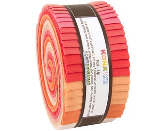 Kona Cotton Solids Blushing Bouquest Roll Up 2.5" Precut Fabric Quilting Cotton Strips Jelly RU-434-40, J05