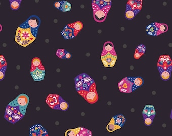 Little Matryoshka, A566.3 Black, Lewis & Irene Fabric, 100% Cotton, #1710