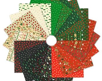 Robert Kaufman Tiny Tidings Ten Squares, Christmas Snowman Trees Fabric, Layer Cake, TEN-1471-42, B30