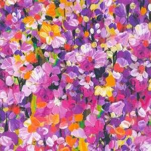 Painterly Petals Meadow, SRKD-22273-269 Park, Robert Kaufman Fabric, Floral Flowers, 100% Cotton, #2558