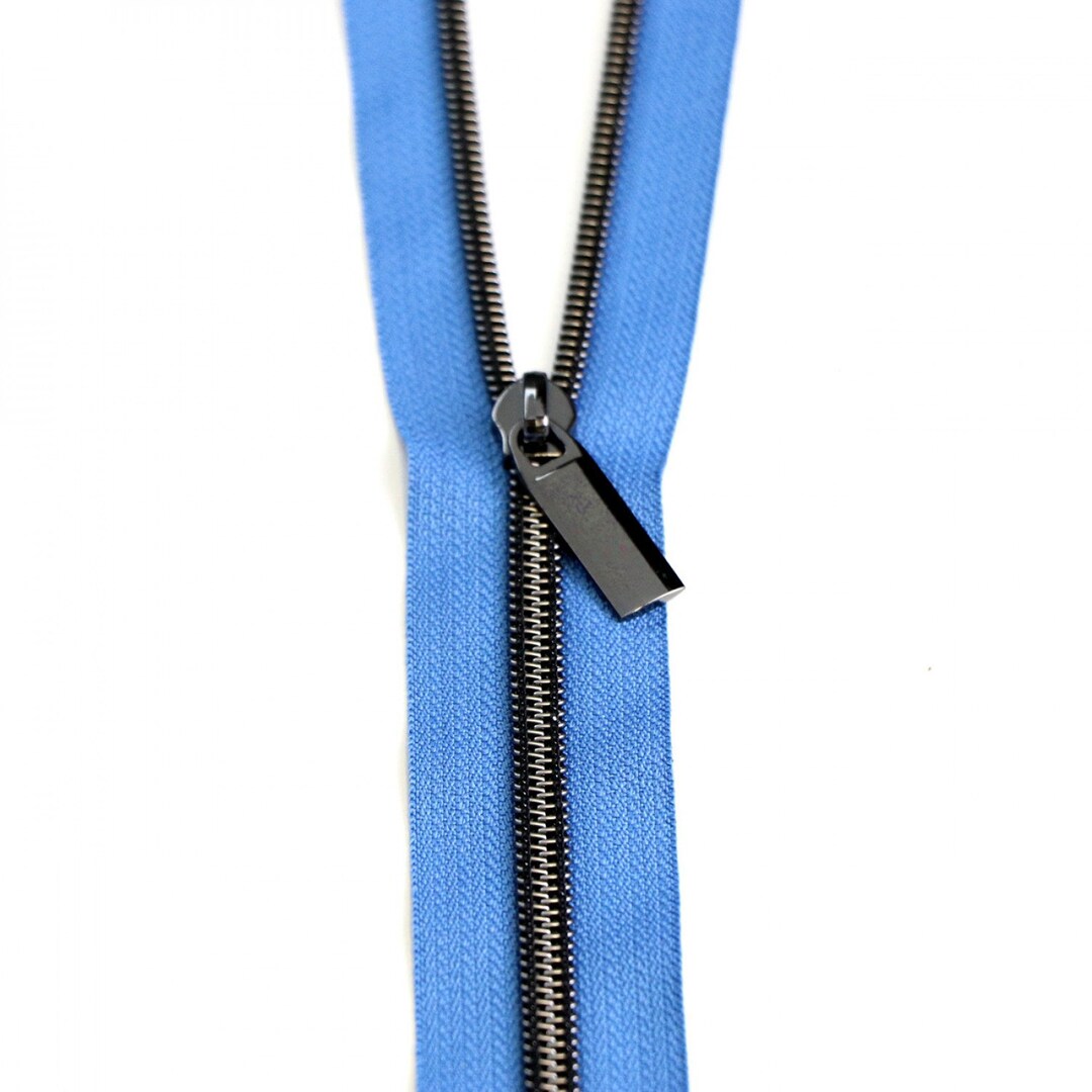 Blue Jean #5 Nylon Nickel Coil Zippers: 3 Yards With 9 Pulls