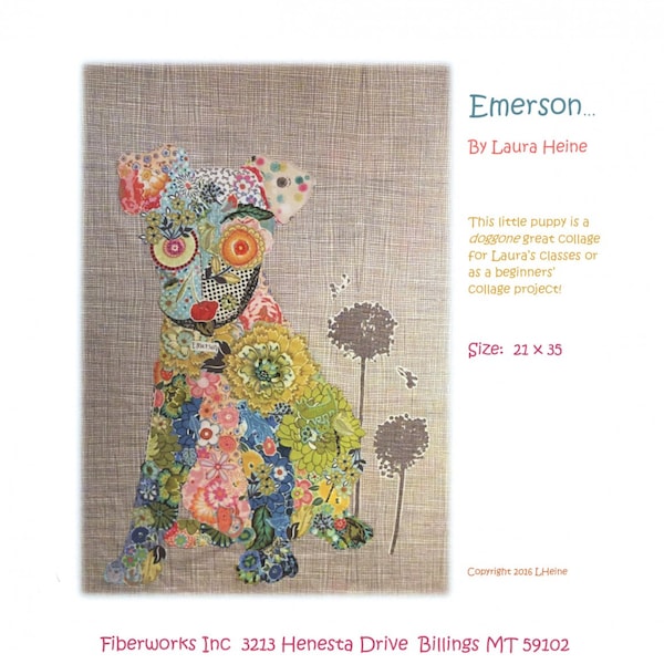 Emerson puppy Collage Pattern, by Laura Heine, LHFWEM