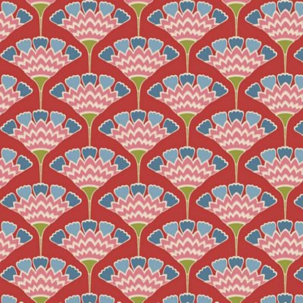 Tilda Fabric Pie in the Sky, Tasselflower Red, TIL100495, Tone Finnanger Fabric, 100% Cotton, #2025