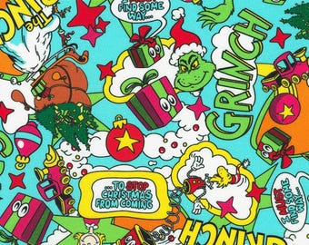 Dr. Seuss How the Grinch Stole Christmas Holiday ADED-23098-223, Robert Kaufman Fabric, Christmas, 100% Cotton, #2780-GRINCH