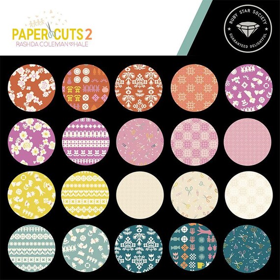 Rashida Coleman Hale Paper Cuts 2 Fat Quarter Bundle, 25pc, Ruby