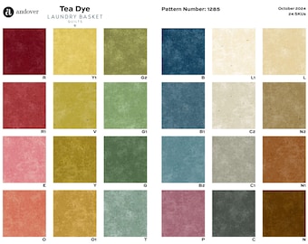 PRE-ORDER Edyta Sitar Tea Dye Fat Eighth Bundle 24 Prints for Laundry Basket Quilts and Andover Fabrics, October 2024 Release