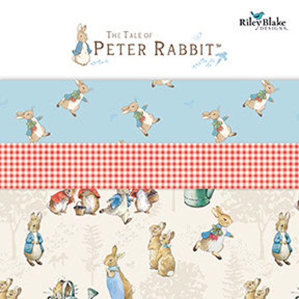 PRE-ORDER, The Tale of Peter Rabbit 5" Stacker Fabric Squares, Riley Blake Fabric, Bunny, 5-14700-42, May 2024 Release