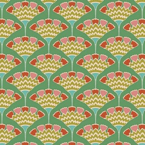 Tilda Fabric Pie in the Sky, Tasselflower Green, TIL100497, Tone Finnanger Fabric, 100% Cotton, #2038