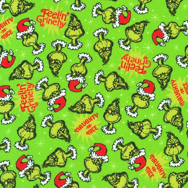 PRE-ORDER, Dr. Seuss How the Grinch Stole Christmas Holly, ADED-22567-240, Robert Kaufman Fabric, 100% Cotton, May 2024 Release