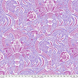 Kaffe Fassett X Morris & Co Indian Lavender PWKW005.LAVENDER, Free Spirit Fabric, 100% Cotton, #FS788