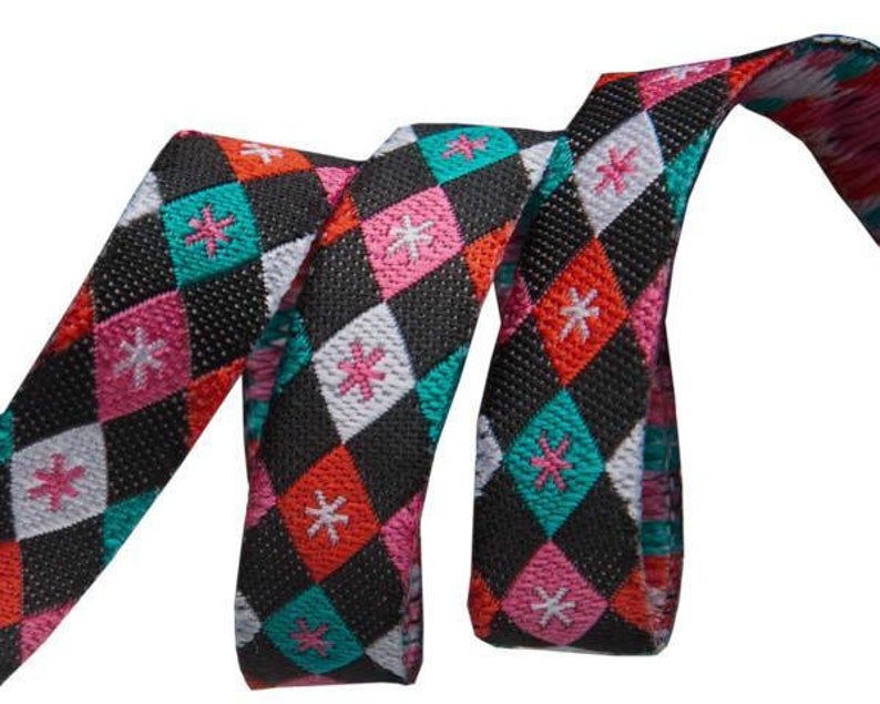 Argyle and Stars on Black Mini by Renaissance Ribbons JO-42-10-C1 Jessica Jones 38 Inch Wide Ribbon sold by 12 increments