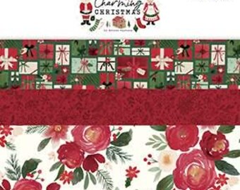 Kelsey Carlson Charming Christmas Charm Pack - 42 Pre-Cut 5-Inch Fabric Squares, Riley Blake Designs, 100% Cotton For Quilting