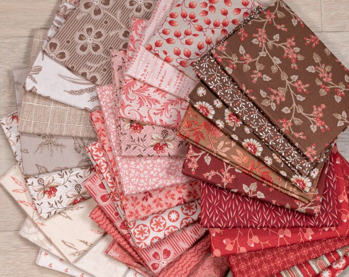 Edyta Sitar Cocoa Pink Fabric Fat Quarter Bundle, 28pc, Andover Fabric