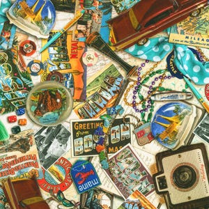 Robert Kaufman Vintage Voyage Vintage ATXD-23072-200, Aimee Stewart, Travel, 100% Cotton Fabric, FBA-26