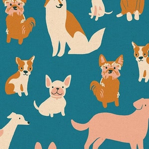 Fabric Remnant 41&quot; x 44&quot; Sarah Watts Dog Park Canvas Linen Chambray RS2101-21L, Ruby Star Society, Moda Fabric,100% Cotton, #R-2027