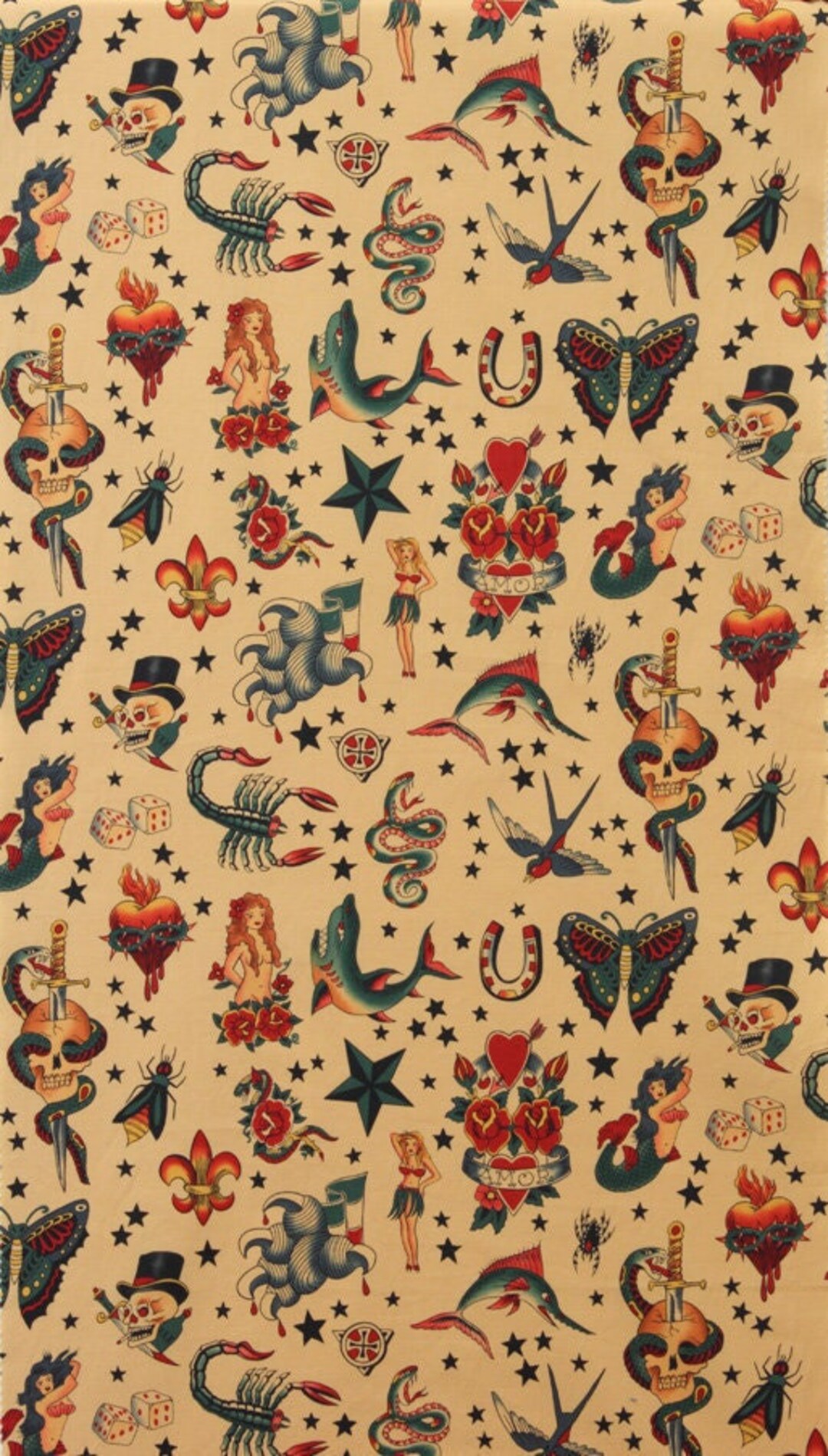 Alexander Henry Fabric Tattoo 6236A-1 Tea 100% Cotton - Etsy