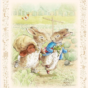 PRE-ORDER, Riley Blake Peter Rabbit and Benjamin Bunny Panel PD17255-PANEL, Easter Vintage, 100% Cotton Fabric, January 2026 Release