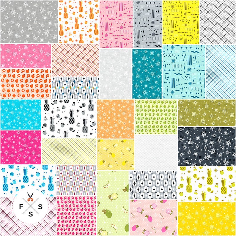 33pc Precut Fabric Quilting Robert Kaufman FQ-1457-33 Fat Quarter Bundle Betty/'s Luncheonette Violet Craft
