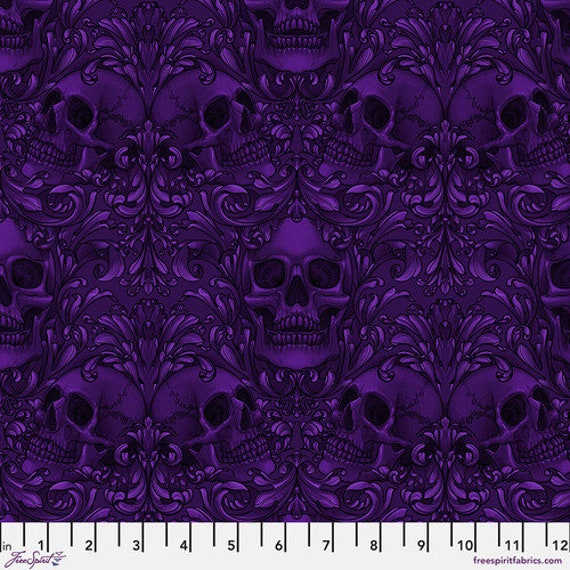 Mystic Moonlight Skull Damask in Purple Mystic Moonlight Skull Damask in Purple