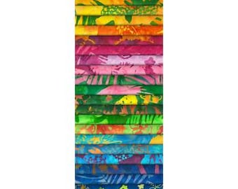 PRE-ORDER, Robert Kaufman Tropic Flora Batiks Roll Up, Jelly Roll, RU-1410-40, July 2026 Release