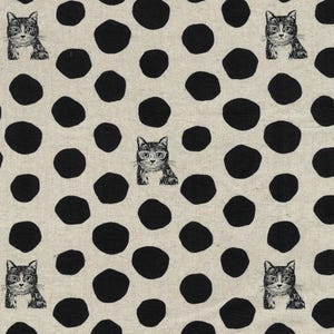 Kokka echino Etsuko Furuya Cat Canvas EYX-91000-100-A Japanese Fabric, Cotton Linen Canvas, #KO142
