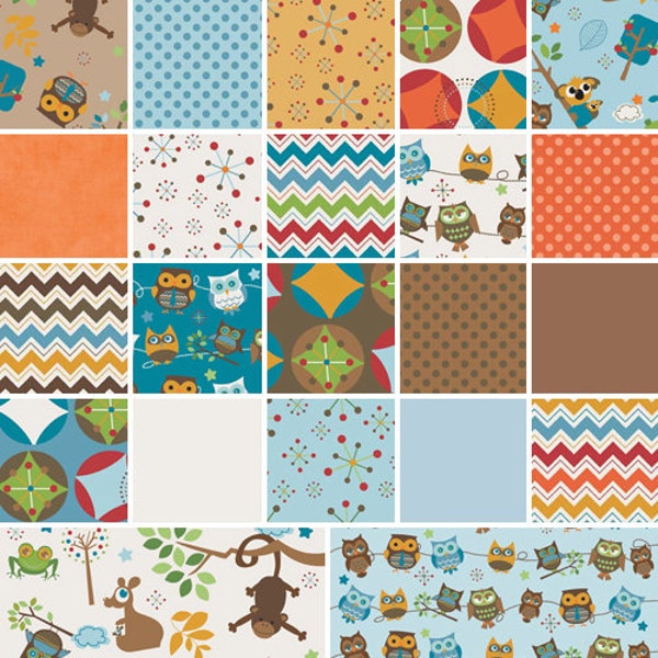 Riley Blake Hooty Hoot Returns Precut 10" Stacker Layer Cake Cotton Fabric Quilting Squares 10-3440-22