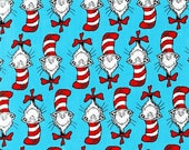 Dr. Seuss Fabric, The Cat In The Hat, ADE-10795-203 Celebration, Robert Kaufman, 100 Cotton, S15