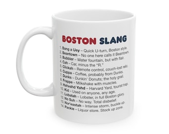 Boston Slang Coffee Mug (11oz), Red and Navy Accent Cup