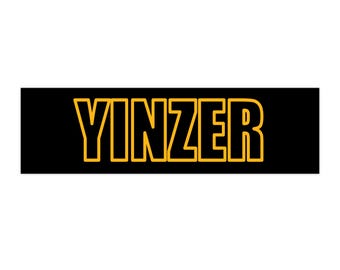 Yinzer Bumper Sticker, Black and Gold Pittsburgh Decal (11x3)