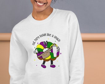 King Cake Out here lookin' like a snack Mardi Gras sweatshirt, King Cake sweatshirt, Unisex Sweatshirt