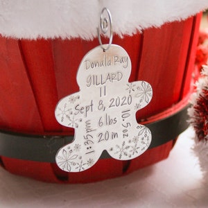 My first Christmas ornament, Baby stats ornament, 2024 Gingerbread ornament, Baby&#39;s 1st Christmas ornament, Personalized Gingerbread man