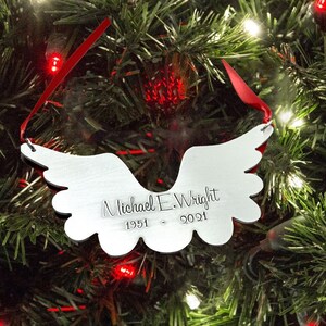 Angel Wings Memorial Christmas ornament, Personalized memorial ornament, Angel wings ornament, Remembering Loved Ones