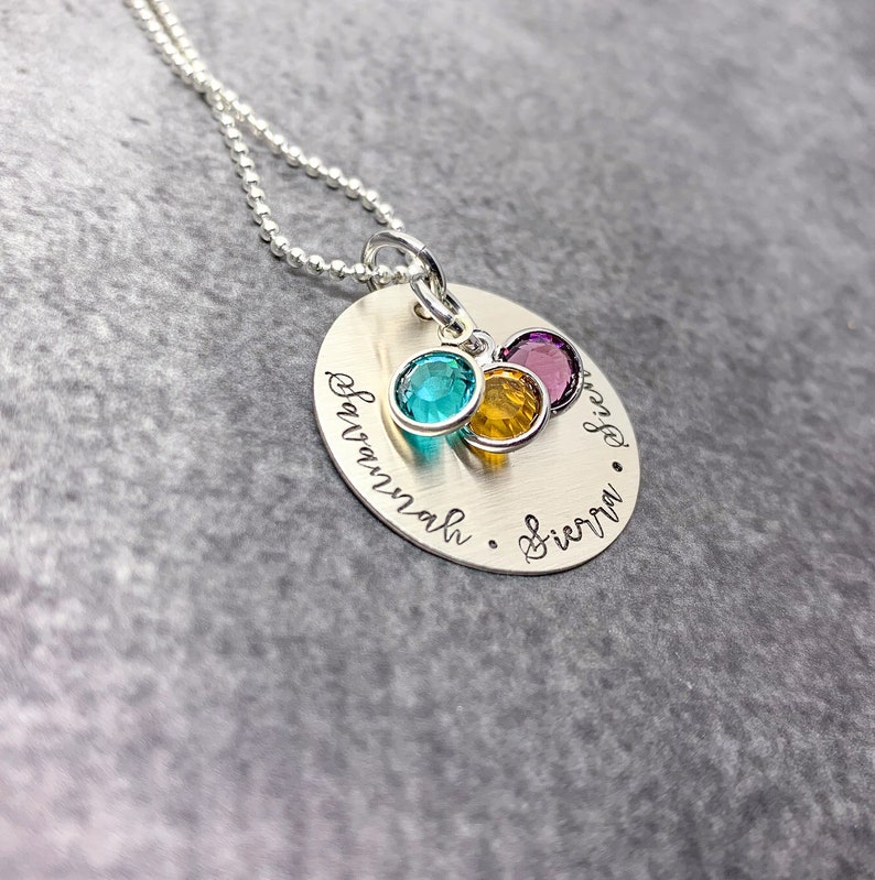 Personalized Necklace Sterling Silver Mom Disc Name Necklace Etsy