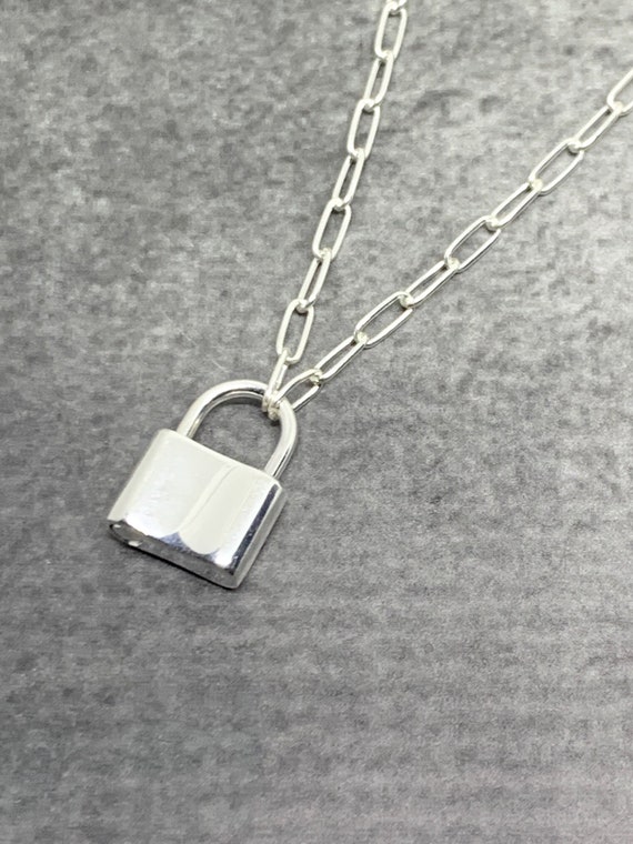 Little Silver Padlock Link Necklace