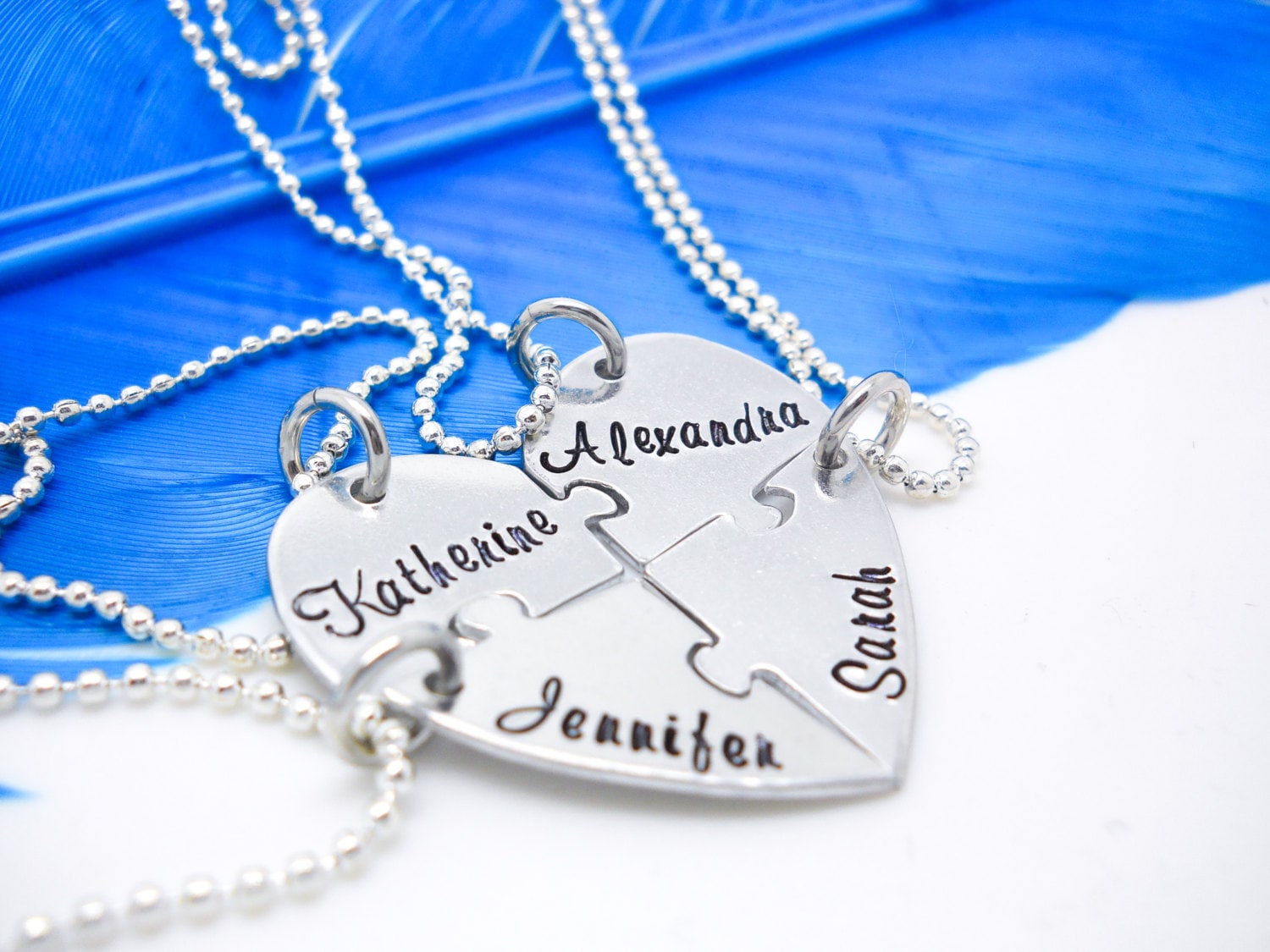 Heart Puzzle Piece Necklace 4 Piece Puzzle Piece Necklace Etsy