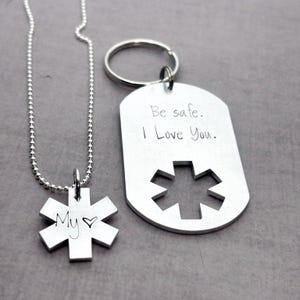 Personalized EMS gift, EMT Gift Keychain set, EMT wife, Girlfriend, Star of life, Emergency Responder gift, Always come home, 247 key chain