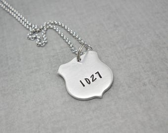 Personalized Police Officer Badge Number necklace, LEO, Police Officer gift, Police wife jewelry, Police girlfriend, Police academy gift