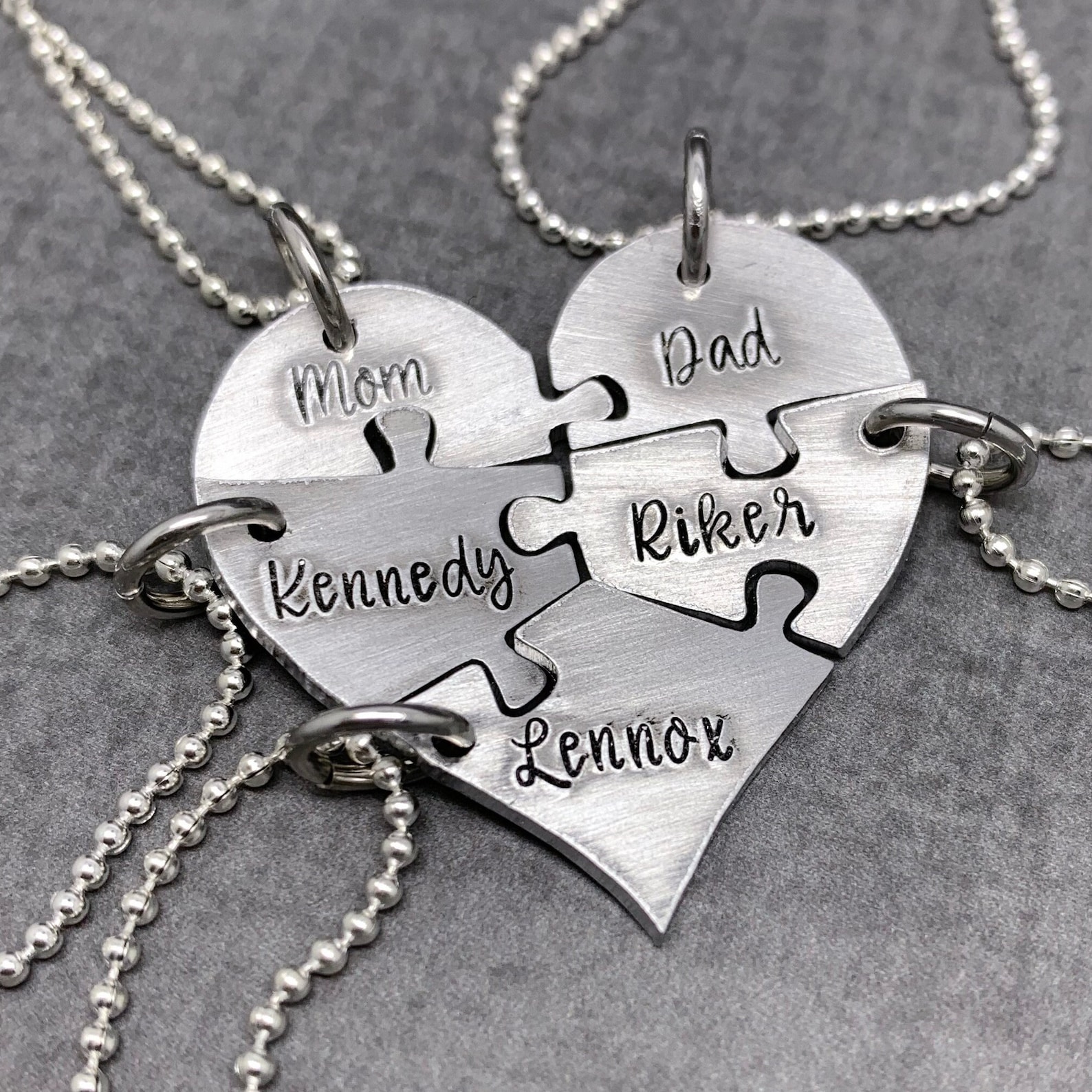 5 Piece Heart Puzzle Necklace 5 Puzzle Piece Necklace Set Etsy