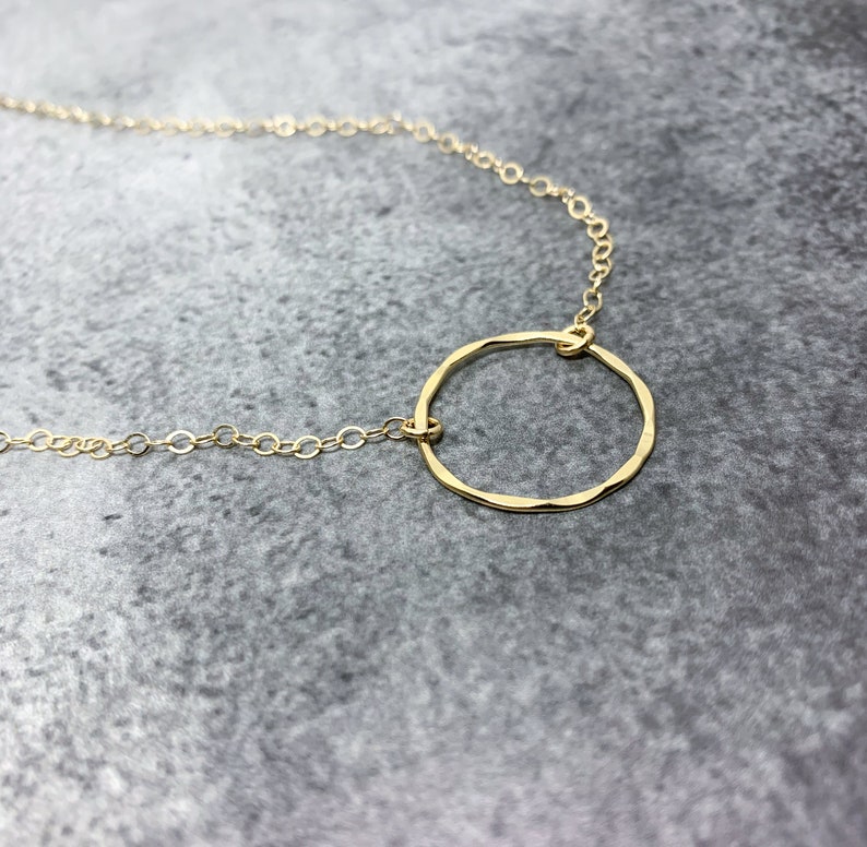 Gold Circle Necklace Open Circle Necklace Dainty Gold Karma Etsy