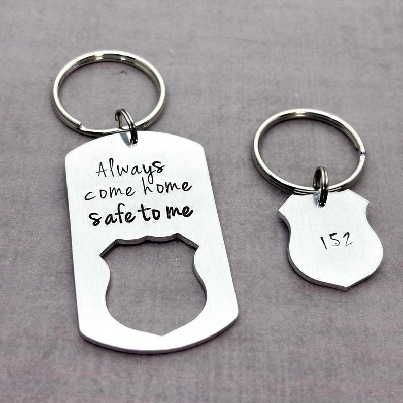 Police Officer gift, Always come home to me key chain set