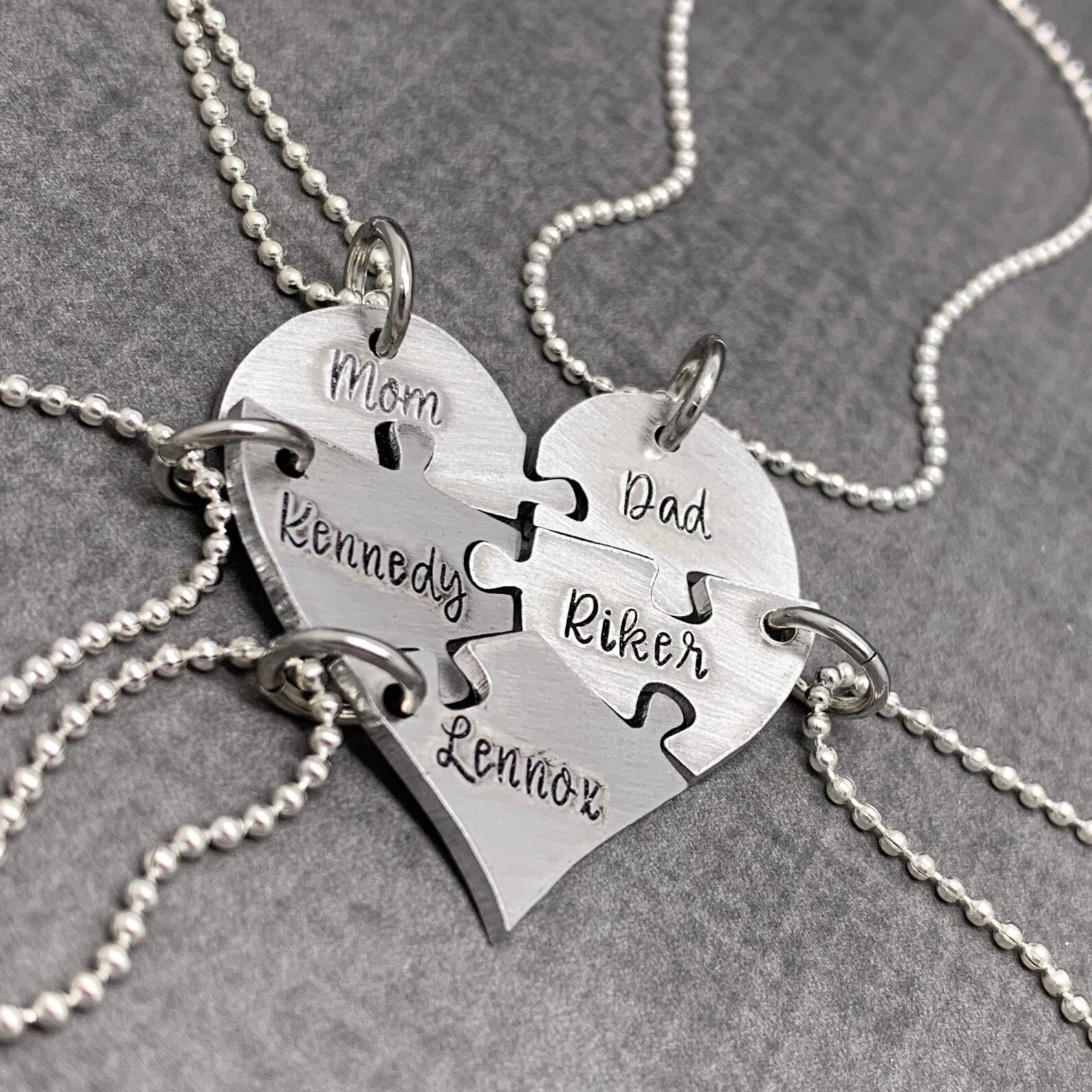 5 Piece Heart Puzzle Necklace 5 Puzzle Piece Necklace Set Etsy