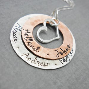 Personalized Mothers necklace with kids names, Kids name necklace, Custom washer necklace, Christmas gift, Mom gift, for wife, for grandma